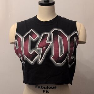 AC/DC Women's Black Crop Top Sz Medium
